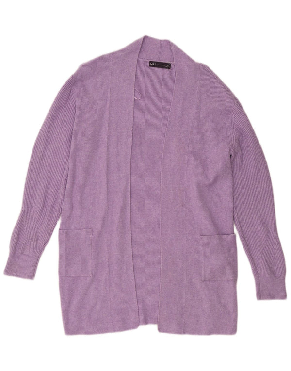 Marks & Spencer Damen Longline Open Cardigan Pullover UK 10 Small Lila
