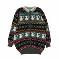 Maglione cardigan con motivo astratto da donna vintage UK 10 piccolo multicolore