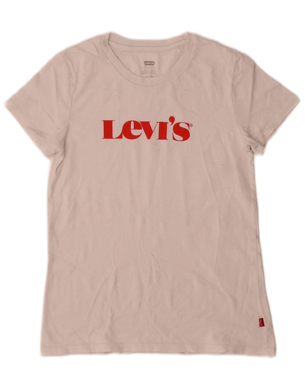Levi's Damen Grafik-T-Shirt-Oberteil UK 6 XS Weiß