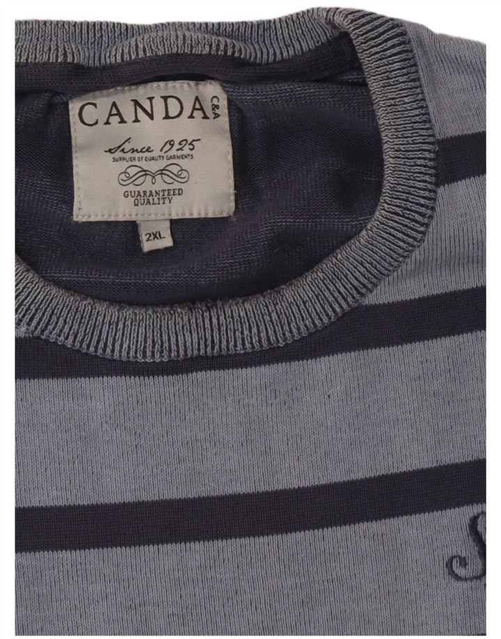 Canda Herren-Pullover mit Rundhalsausschnitt, 2XL, blau gestreift