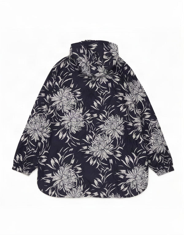 Marks & Spencer Womens Hooded Raincoat UK 16 Large Navy Blue Floral