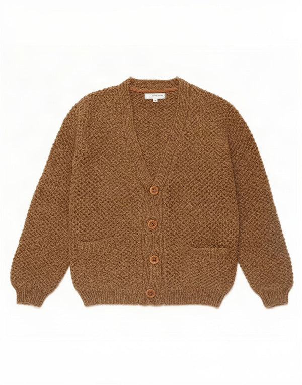 vintage Mens Cardigan Pull Petit Brun