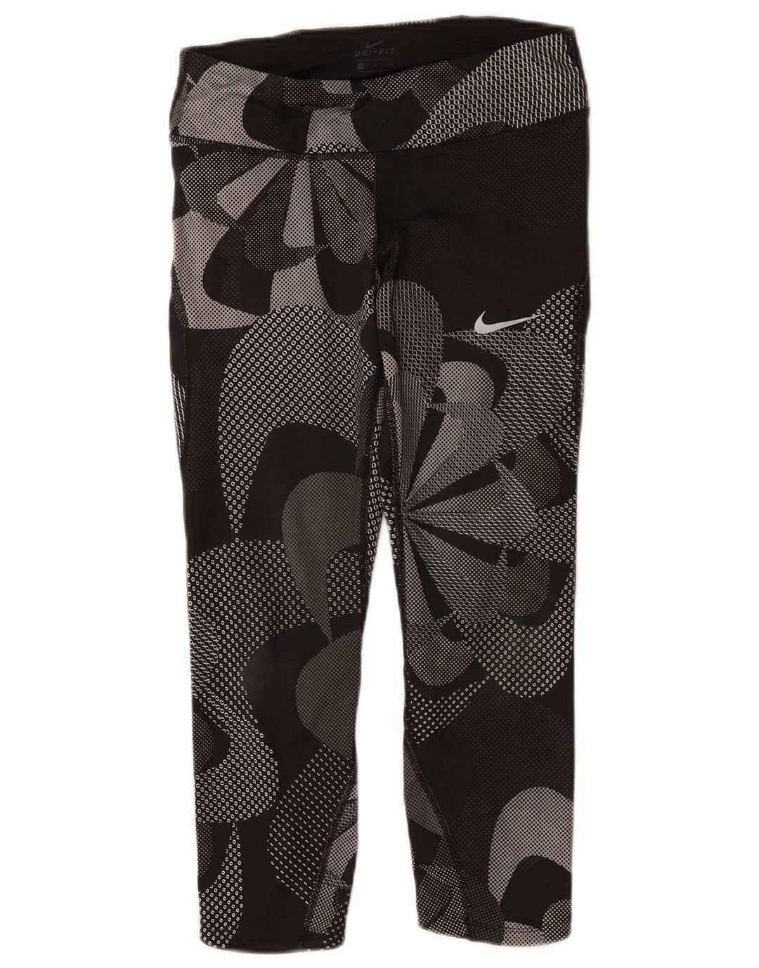 Nike Womens Graphic Capri Leggings UK 8 Small Black Floral Polyester