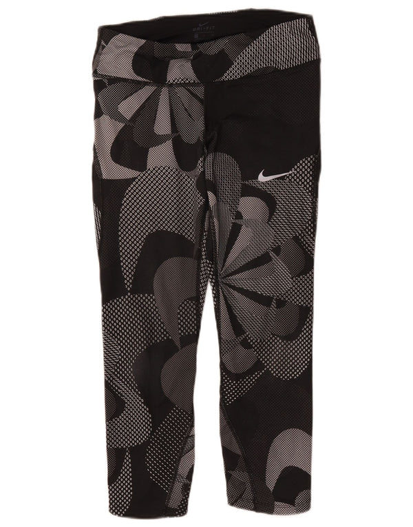 Nike Womens Graphic Capri Leggings UK 8 Small Black Floral Polyester