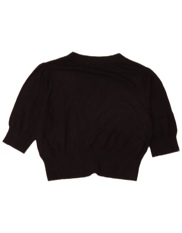 Marks & Spencer Womens Crop Cardigan Sweater UK 14 Medium Black