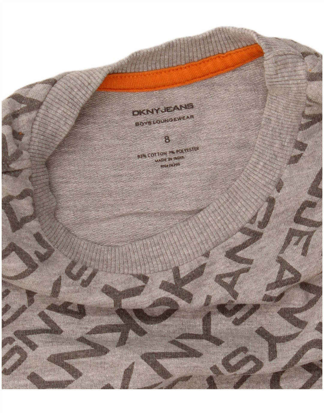DKNY Boys Graphic Sweatshirt Jumper 7-8 Years Grey Cotton