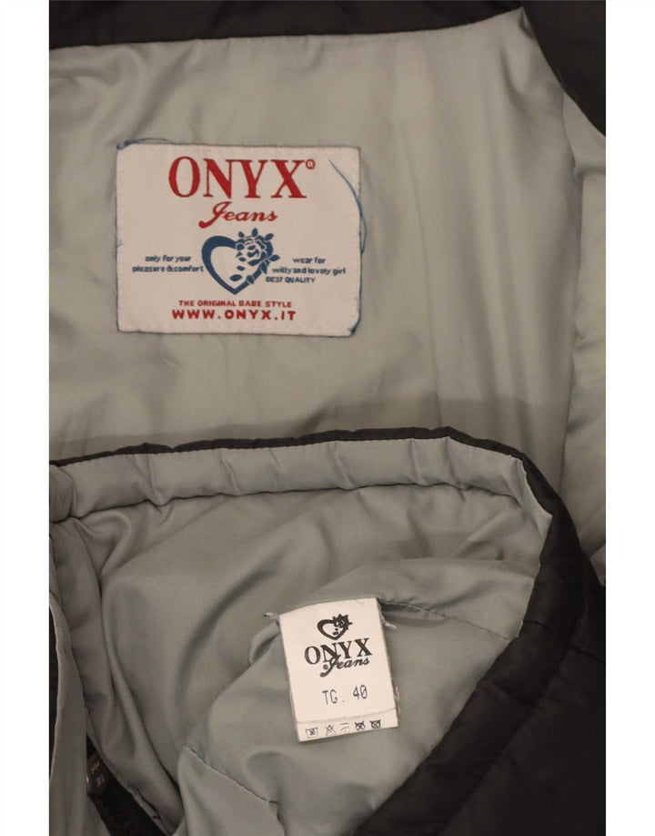 Onyx Damen Wattierte Jacke IT 40 Small Schwarz Polyamid