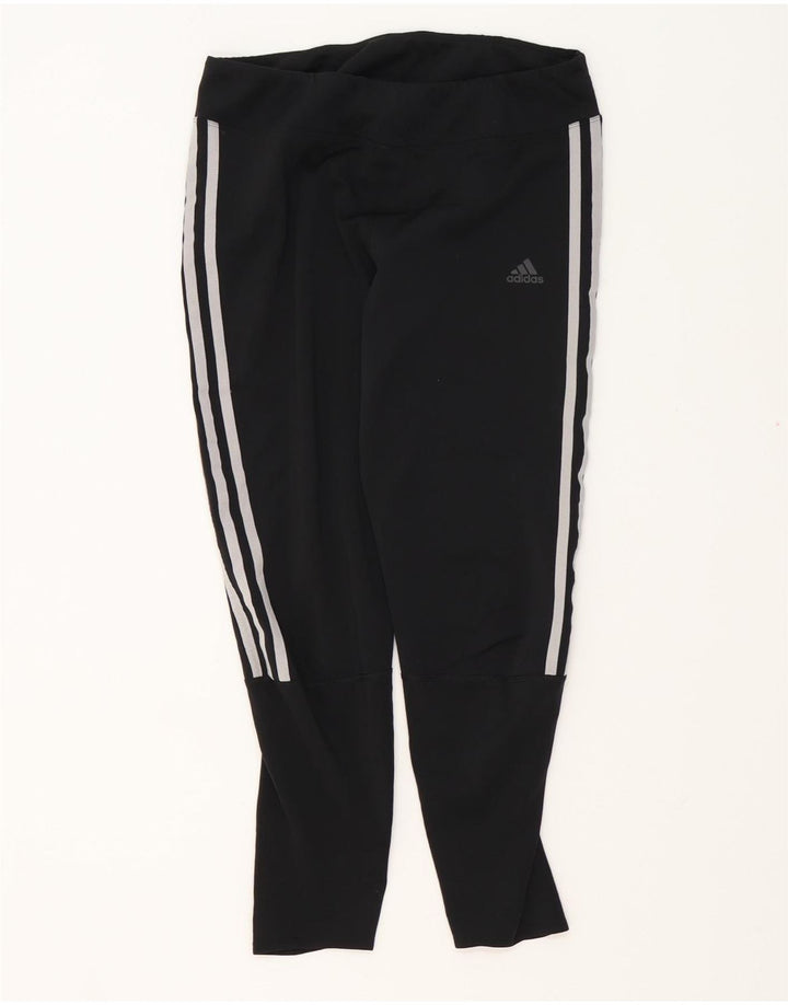 ADIDAS Damen Aeroready Crop Leggings UK 12 Medium Schwarz Polyester