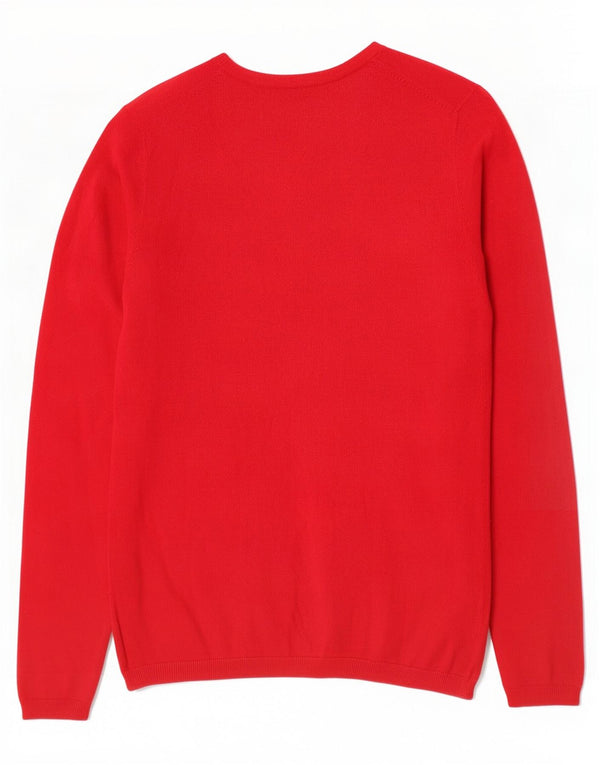 Maglione maglione con scollo a V da donna Tommy Hilfiger UK 10 piccolo cotone rosso