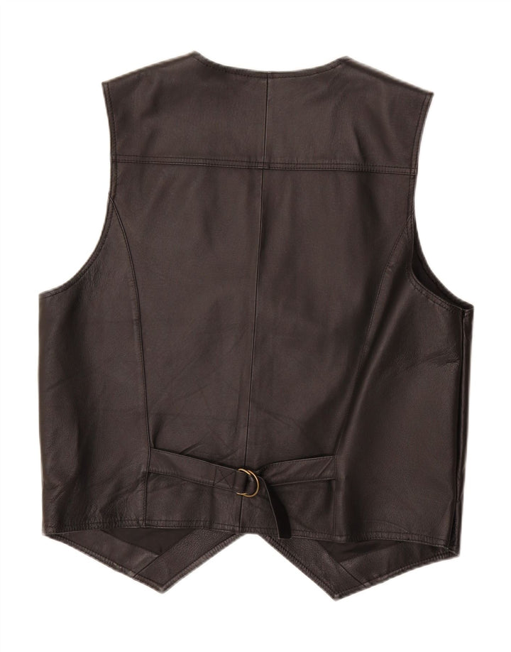 VINTAGE Mens Leather Waistcoat UK 38 Medium Black Leather Vintage Vintage and Second-Hand Vintage from Messina Hembry 