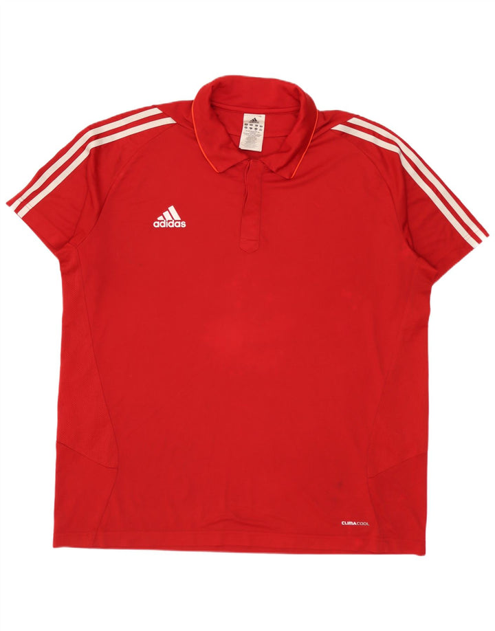 Adidas Mens Climacool Polo Shirt IT 50/52 2XL Red Colourblock Polyester