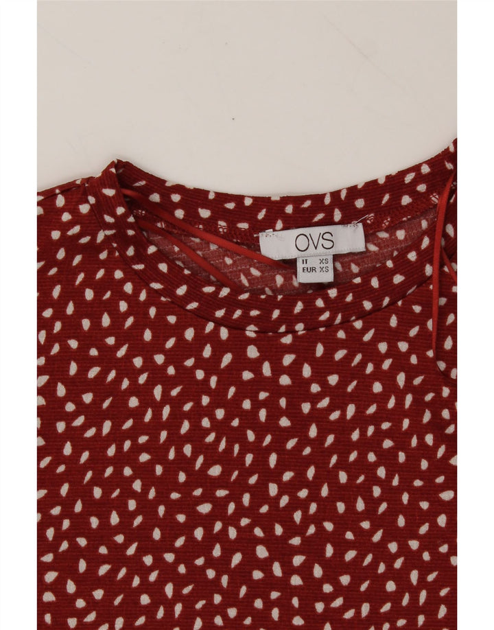 OVS Womens A-Line Dress UK 6 XS Red Spotted Polyester Vintage OVS and Second-Hand OVS from Messina Hembry 