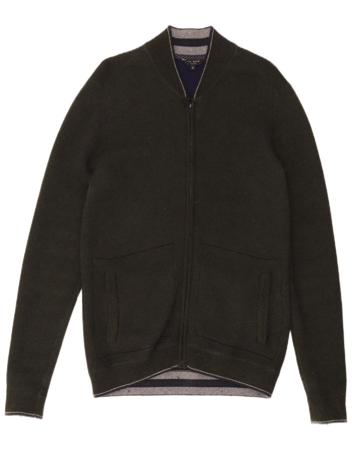 TED BAKER Mens Cardigan Sweater Size 3 Medium Green Polyamide
