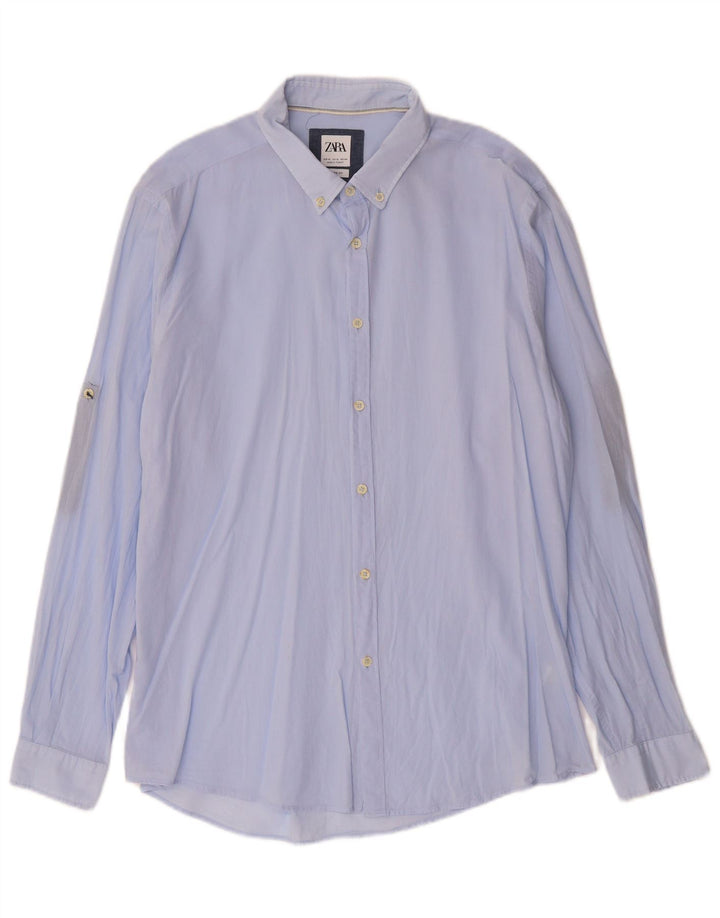 ZARA Mens Relaxed Fit Shirt XL Blue