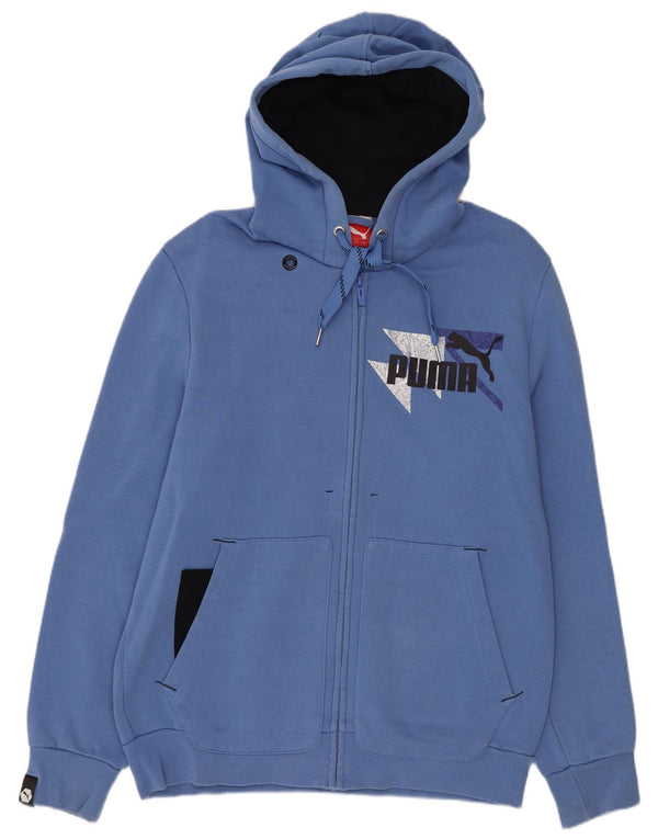 Puma Mens Graphic Zip Hoodie Sweater Small Blue