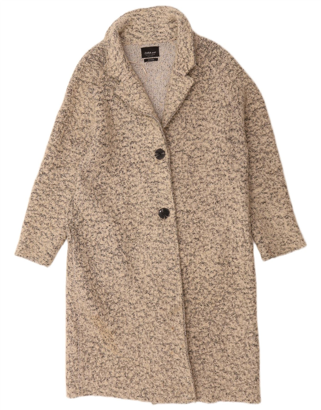 Zara Womens Oversized Overcoat UK 10 Small Beige Flecked Wool
