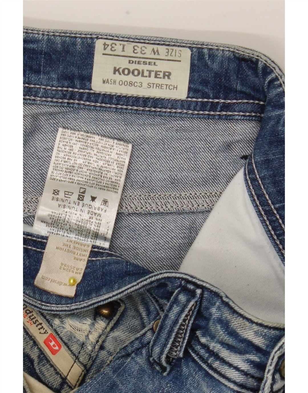 Diesel Mens Koolter Straight Jeans W33 L34 Blue Cotton