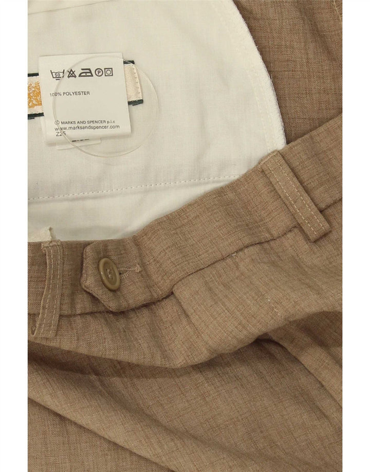 Marks & Spencer Mens Straight Suit Trousers W38 L27 Beige Polyester