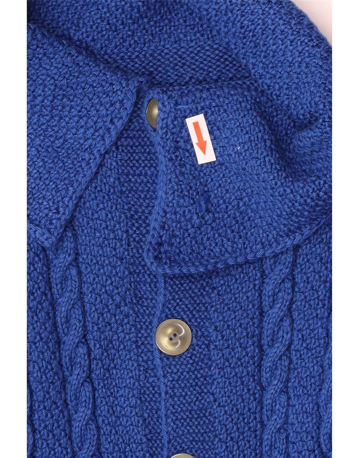 vintage Homme Cardigan Pull Bleu Moyen