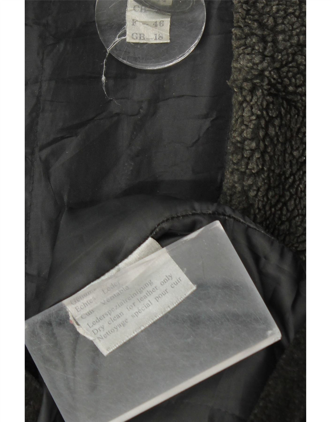Soprabito in pelle scamosciata da donna VINTAGE UK 18 XL in pelle nera