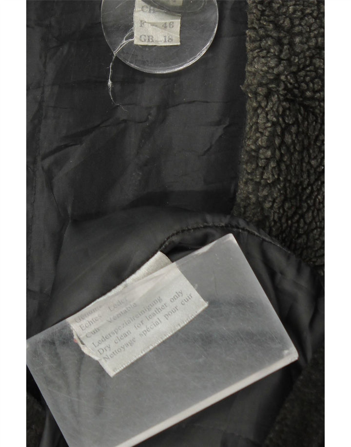 Soprabito in pelle scamosciata da donna VINTAGE UK 18 XL in pelle nera