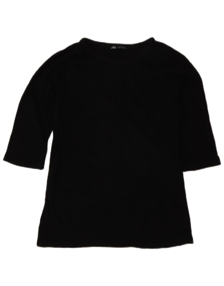 Zara Dame Top 3/4 ærme UK 10 Lille Sort
