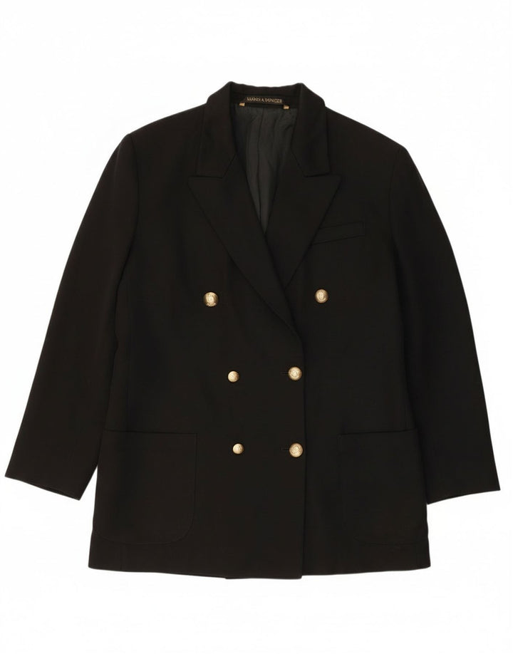 Marks & Spencer Dame Dobbeltradet Blazer Jacket UK 14 Stor sort uld