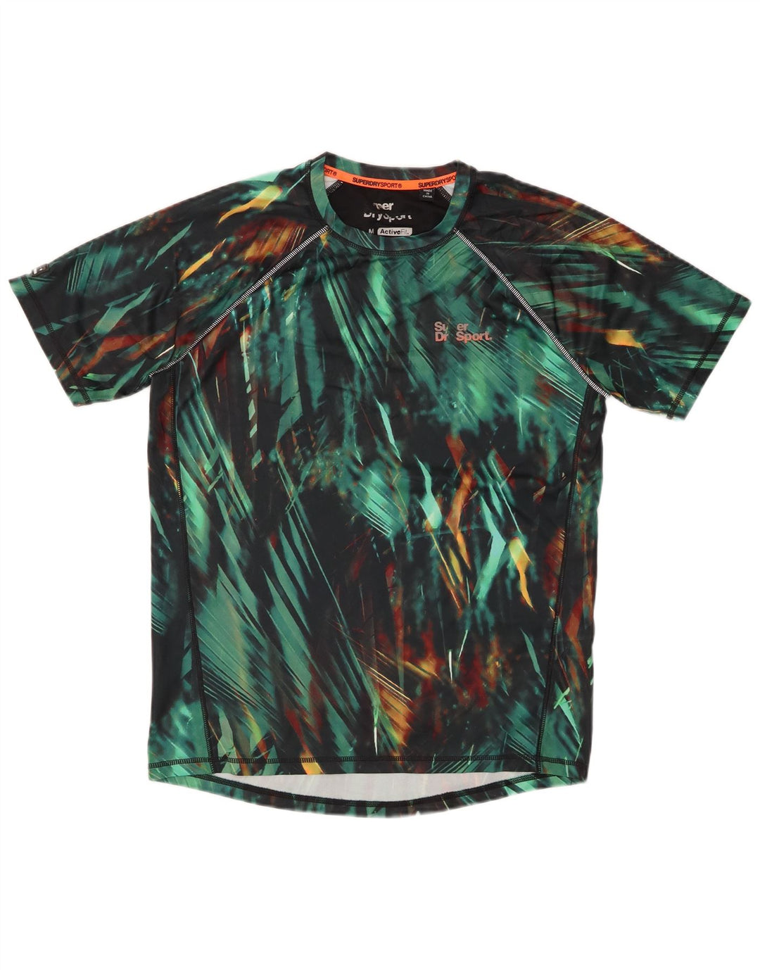SUPERDRY T-Shirt Active Homme Vert Moyen Géométrique