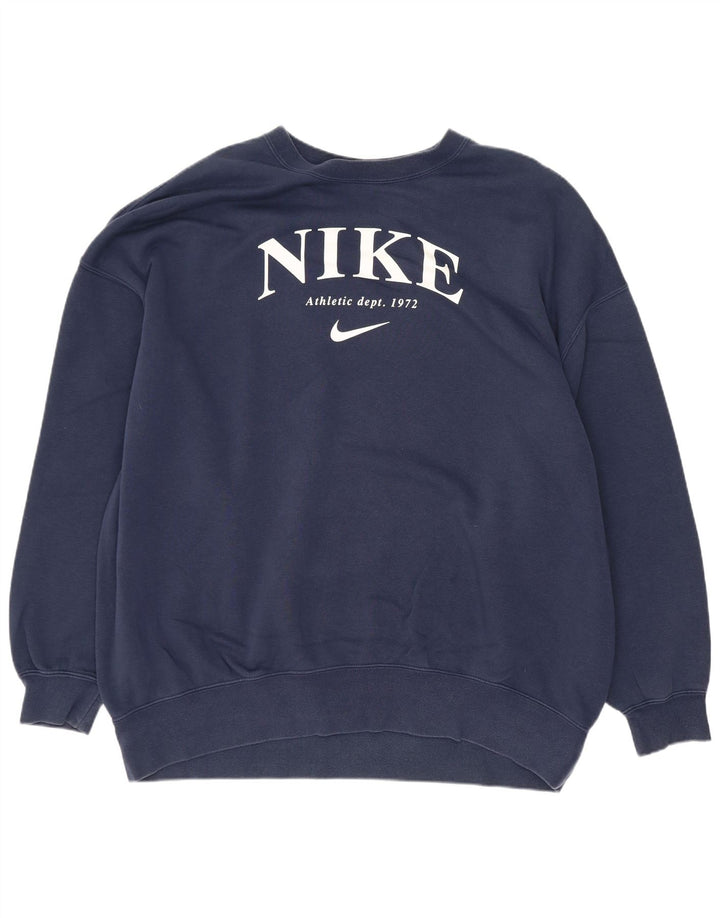 Nike Herre Grafisk Oversized Sweatshirt Jumper XS Marineblå Bomuld