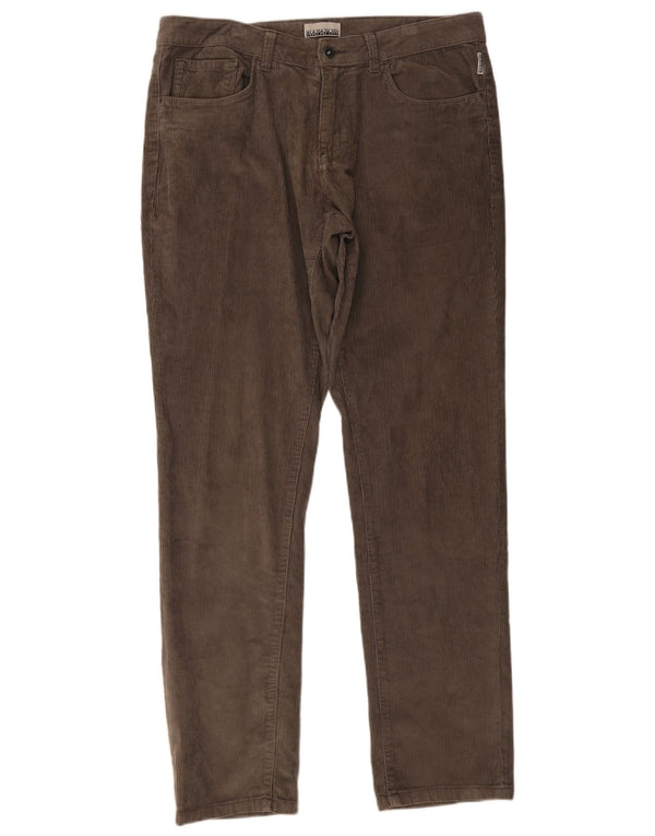 Napapijri Mens Straight Corduroy Trousers W34 L34 Grey Cotton