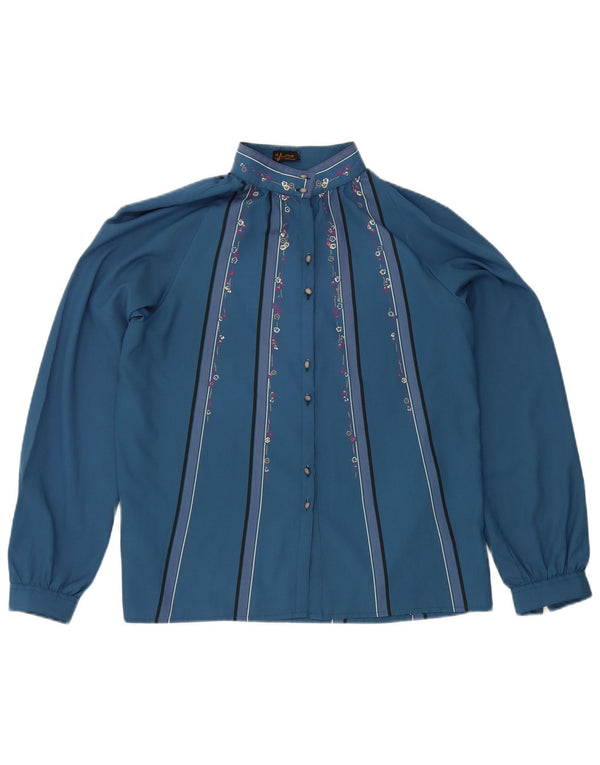 Blouse chemise femme vintage IT 44 Polyester floral bleu moyen