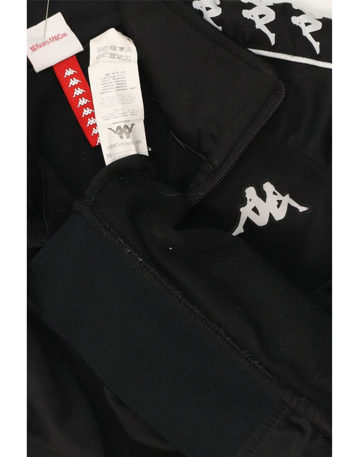 KAPPA Boys Graphic Tracksuit Top Jacket 15-16 Years Black Polyester