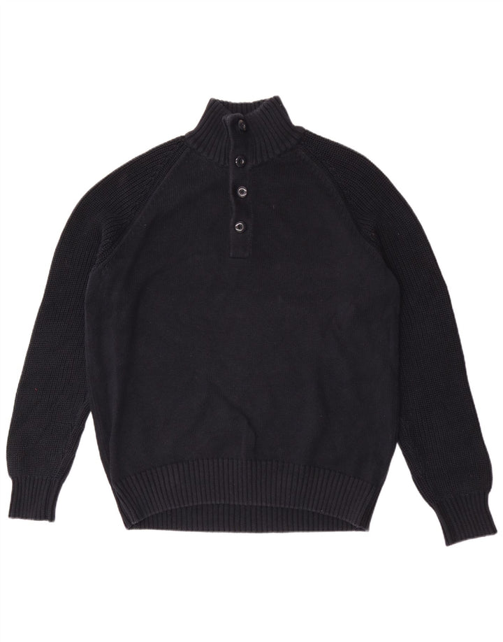 Marks & Spencer Herre Button Neck Jumper Sweater Large Navy Blue