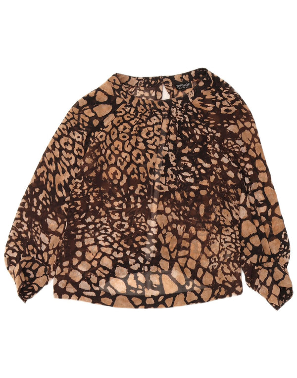 Damska bluzka koszulowa Topshop z krótkim rękawem 3/4 UK 14, duży brązowy nadruk zwierzęcy