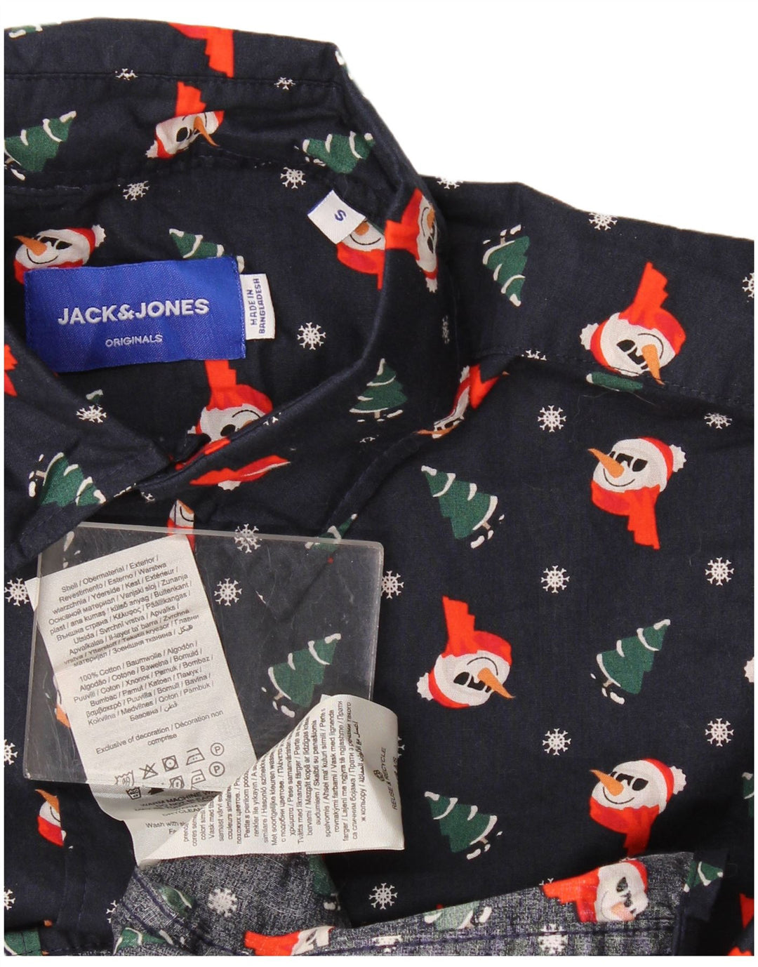 Jack & Jones Herren-Hemd mit abstraktem Muster, klein, Marineblau, Weihnachten