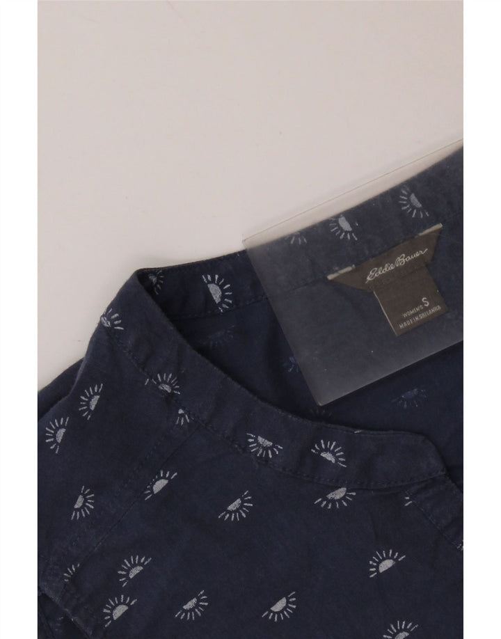 EDDIE BAUER Womens Sleeveless Blouse Top UK 10 Small Navy Blue Spotted