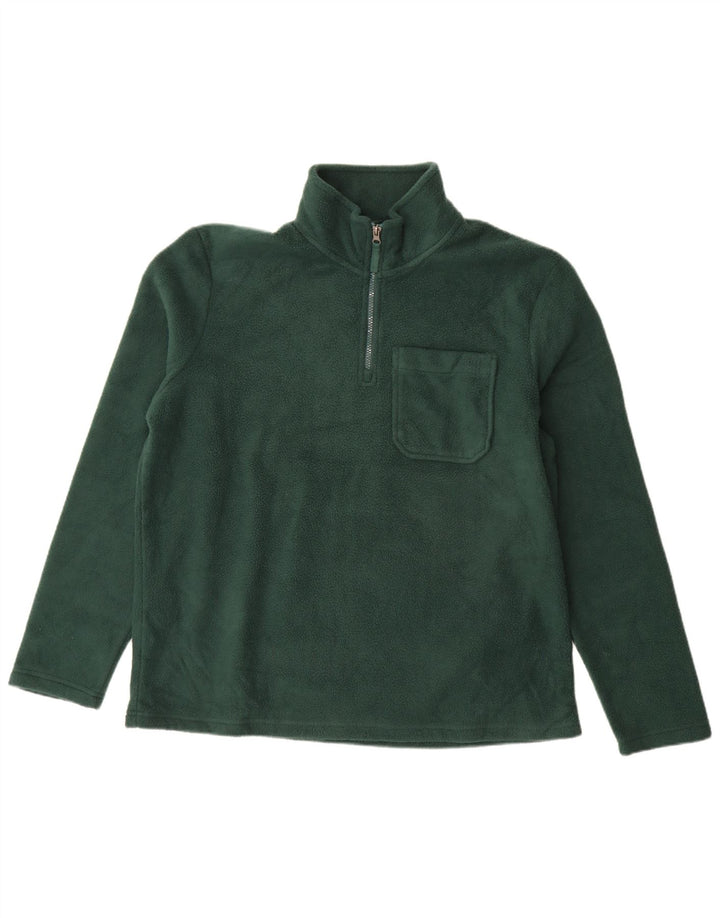 Marks & Spencer Pull polaire à col zippé pour homme, grand, vert, polyester