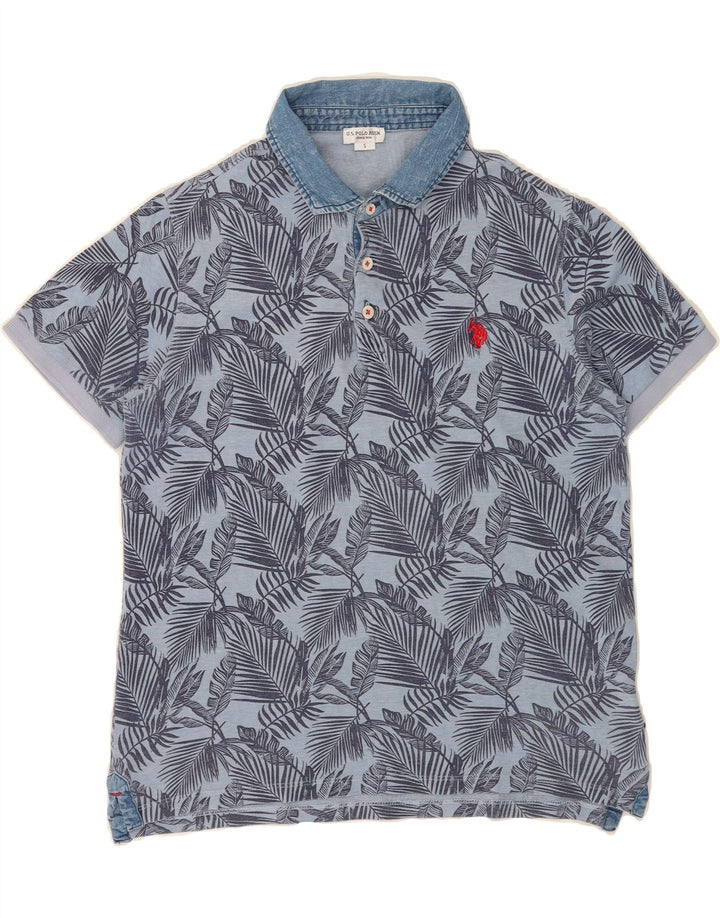 U.S. POLO ASSN. Mens Abstract Pattern Polo Shirt Small Blue Cotton Vintage U.S. Polo Assn. and Second-Hand U.S. Polo Assn. from Messina Hembry 