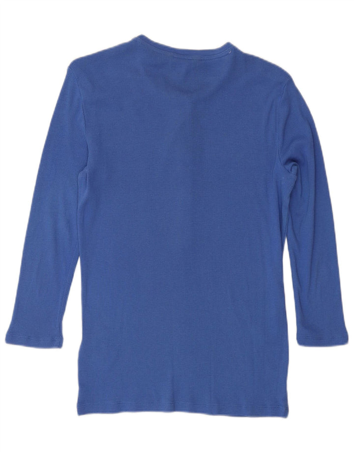 RALPH LAUREN Womens Top 3/4 Sleeve UK 12 Medium Blue Cotton