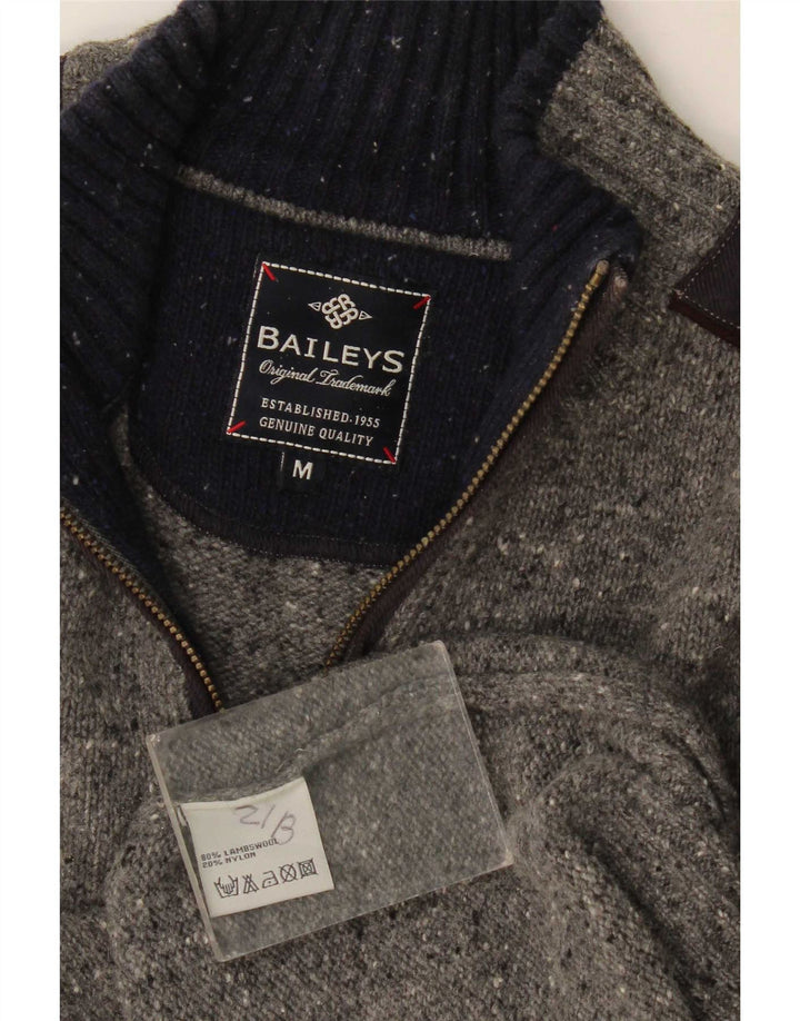 Baileys Pull Col Zippé Homme Gris Moyen Colorblock Lambswool