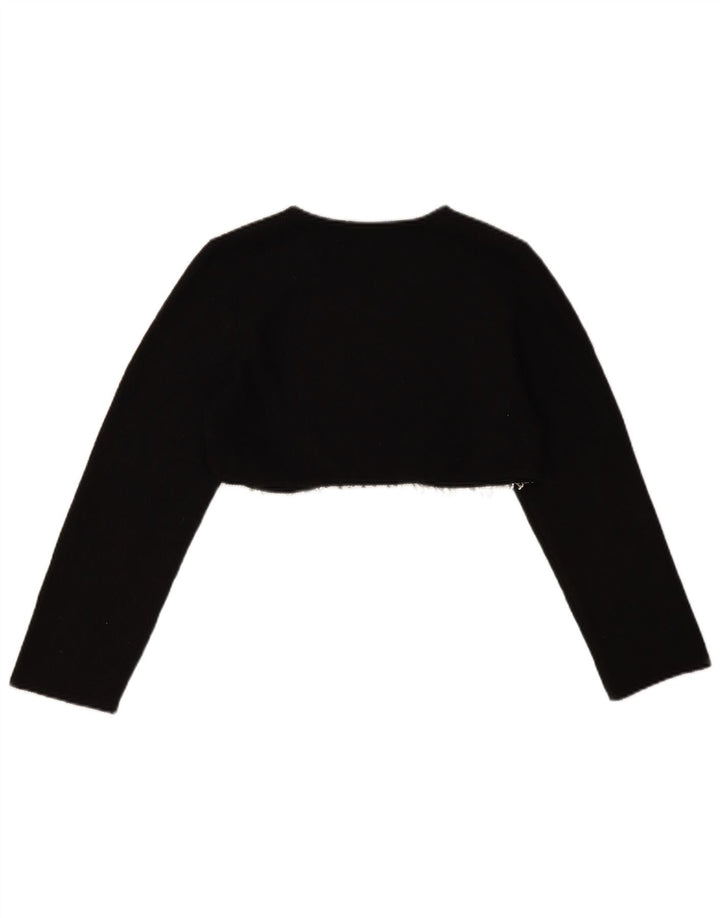 Zara Womens Long Sleeve Crop Top UK 10 Small Black