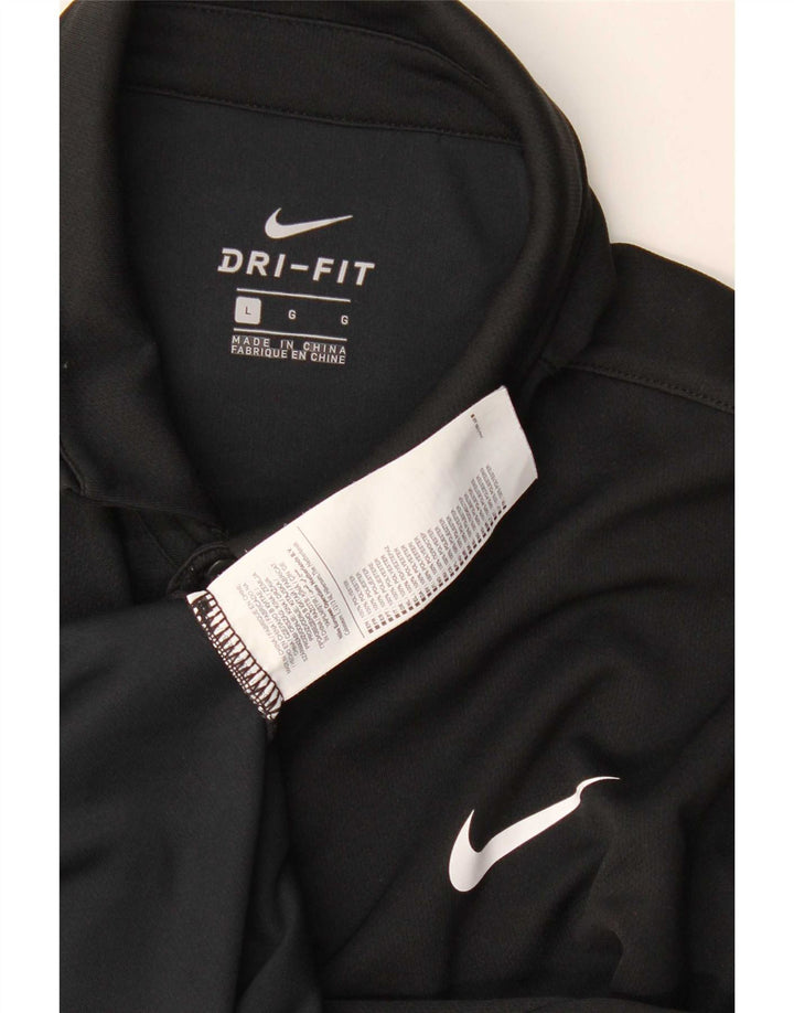 Męska koszulka polo Nike Dri Fit, duża, czarna, poliestrowa