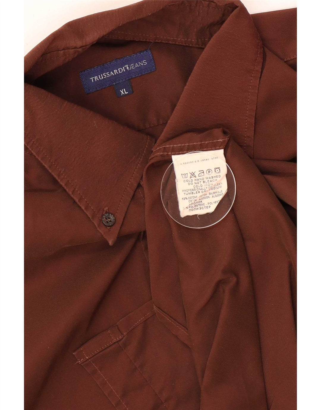 Koszula męska Trussardi XL, brązowa, bawełniana