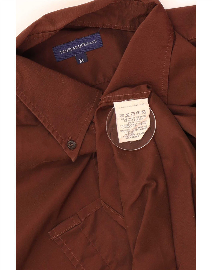 Koszula męska Trussardi XL, brązowa, bawełniana
