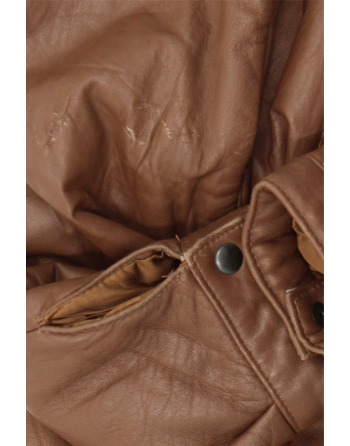 Vintage Mens Leather Jacket IT 48 Medium Brown Leather