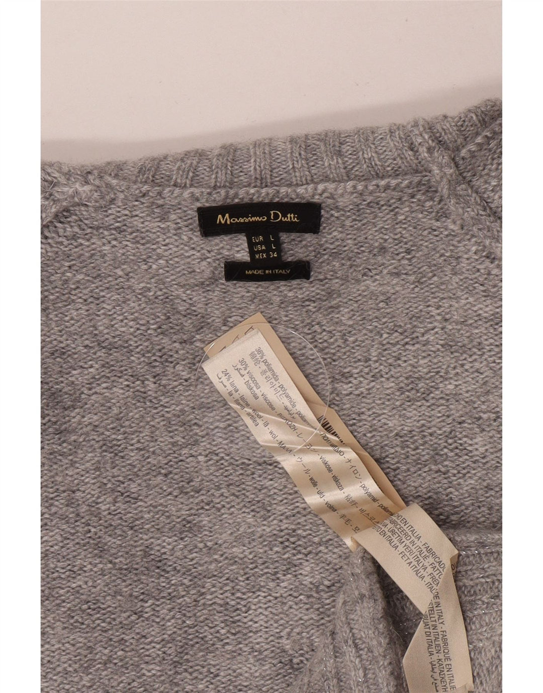Massimo Dutti Womens Turtle Neck Jumper Sweater UK 16 Large Grey Polyamide