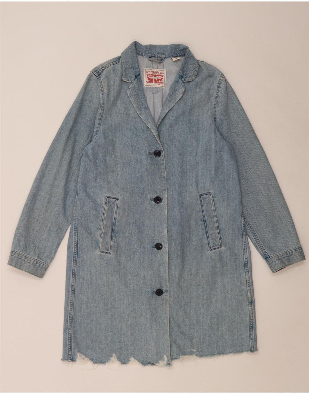 Levi's Womens Distressed Oversized τζιν παλτό UK 10 Small Blue Cotton
