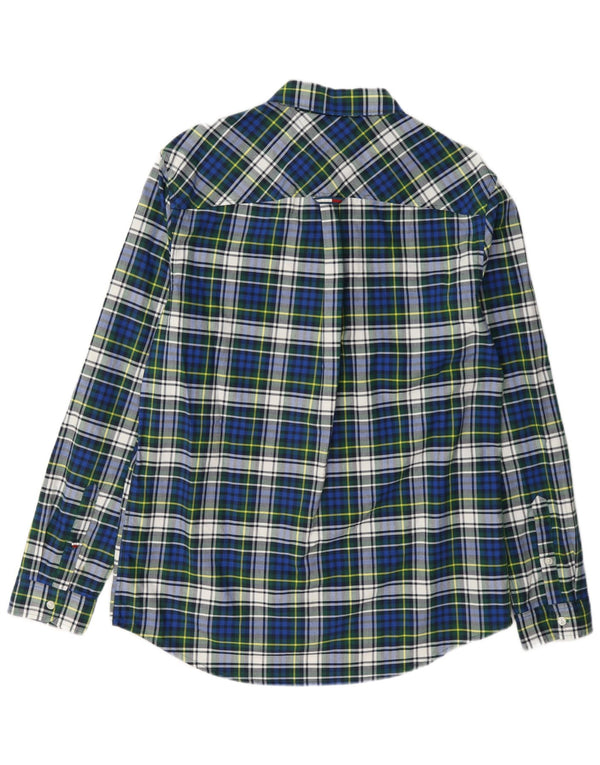 Tommy Hilfiger Mens Flannel Shirt Large Blue Check Cotton