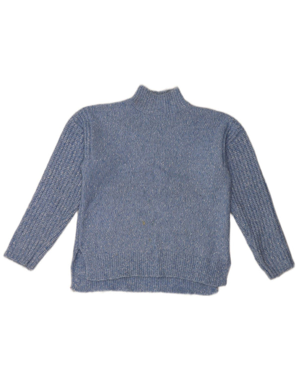 Marks & Spencer Womens Turtle Neck Jumper Sweater UK 14 Medium Blue Flecked