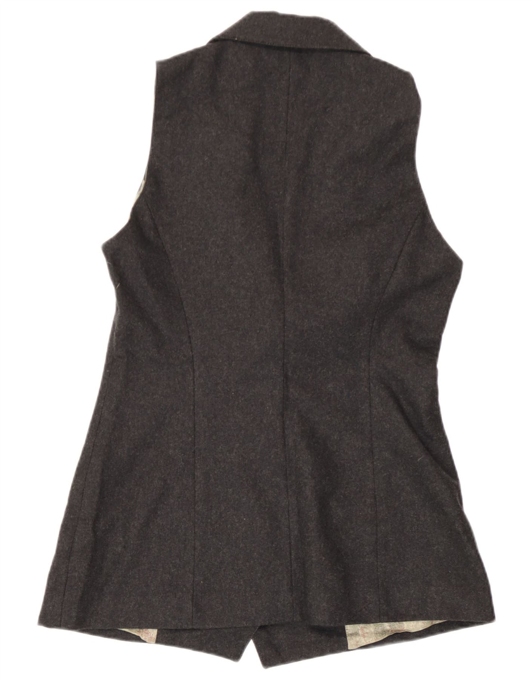 Vintage Womens Longline Waistcoat UK 10 Small Grey Wool